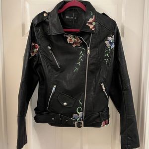 Bellivera Faux Leather Embroidered Jacket - size L